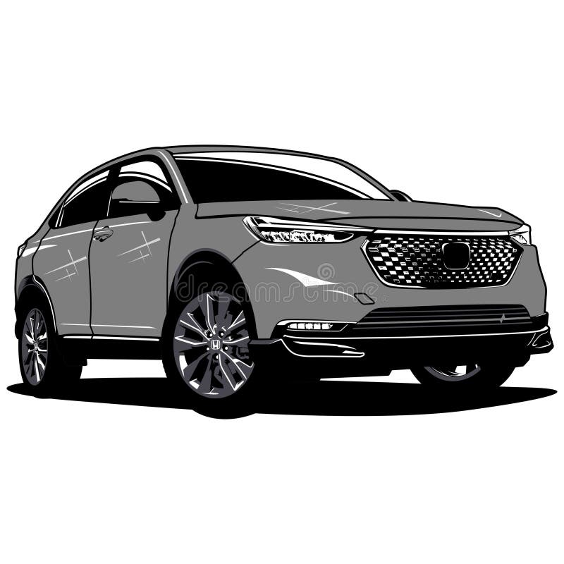 Elegant and Cool Grey Car Front Side View Vector Editorial Photo Illustration of concept, view