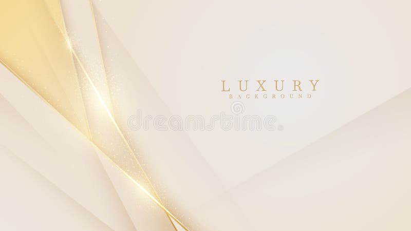 Elegant cream shade background with line golden elements. Realistic luxury paper cut style 3d modern concept.