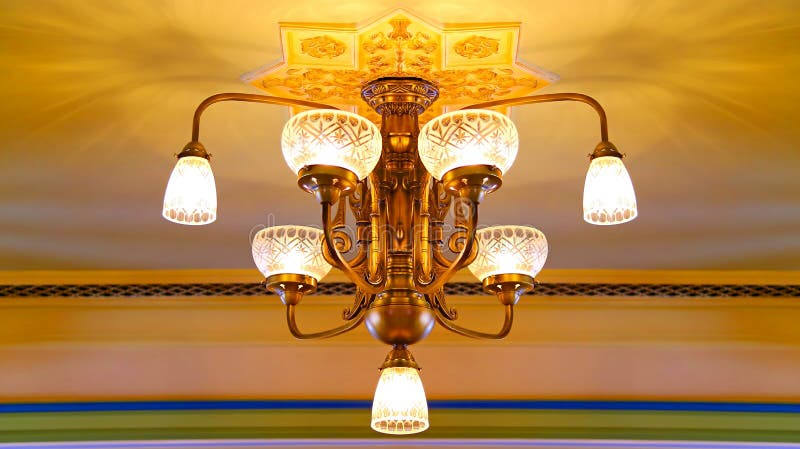 Elegant crystal chandelier stock photos