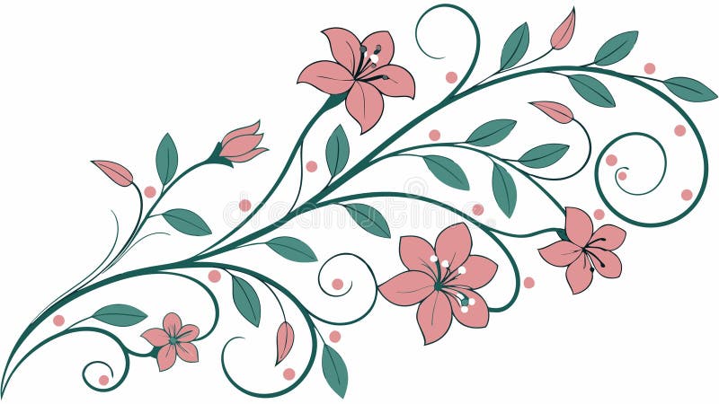 Elegant curgere Floral Branch Decorative Natură Artă vectorială Design Generativ AI royalty free illustration