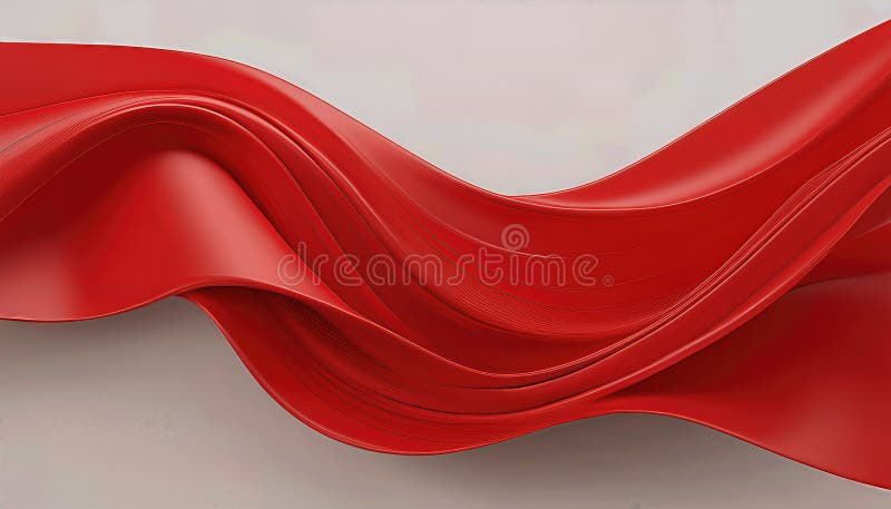 En elegant 3D-rendering av ett slätt rött band mot en minimalistisk bakgrund, som utstrålar sofistikering och dramatisk känsla med stock illustrationer
