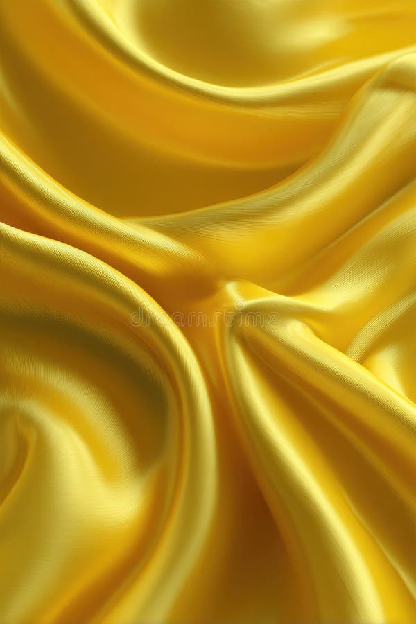 Elegant 3D Rendering of Flowing Yellow Silk Fabric with Realistic Lighting vector illustration