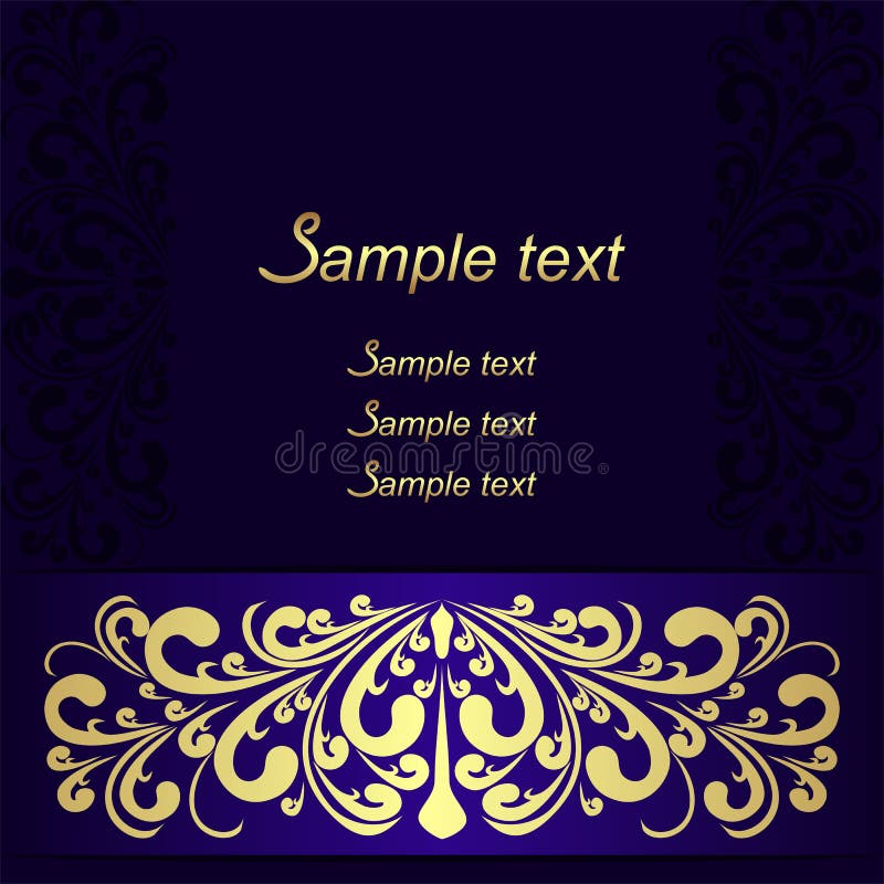 Elegant dark blue Background with ornate Ribbon royalty free illustration
