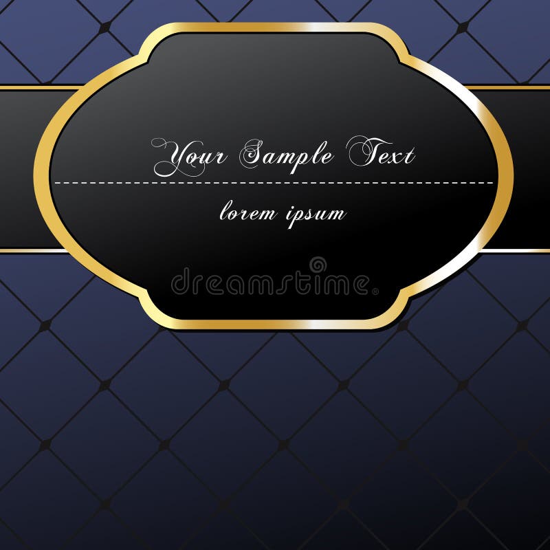 Elegant, dark, gold-framed label stock illustration