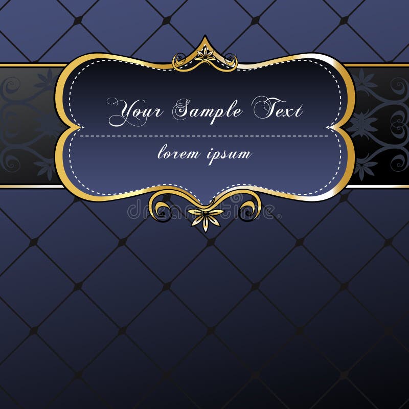 Elegant, dark, gold-framed label stock illustration