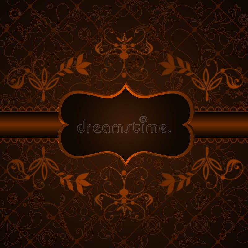 Elegant, dark, vintage floral label stock illustration