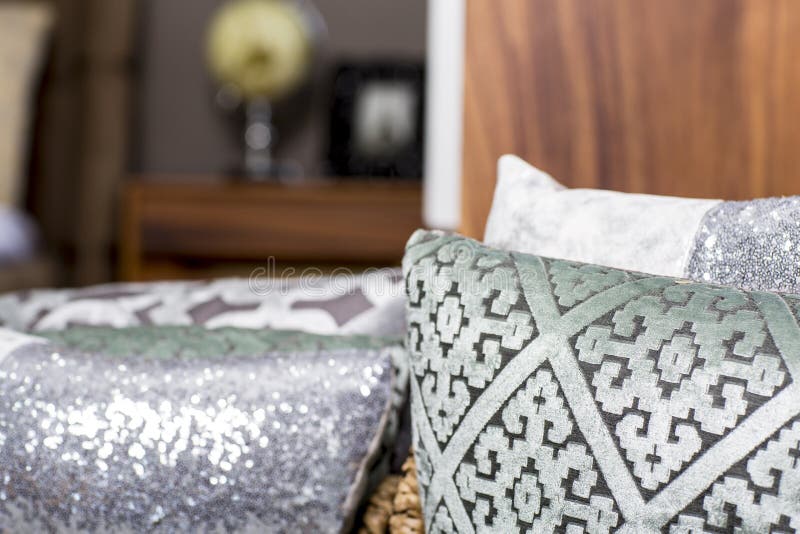 Elegant decorative pillows stock photo. Image of cushion 92998252
