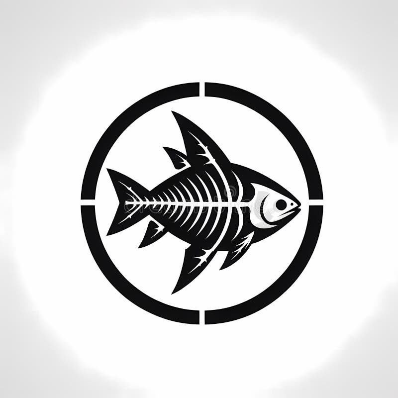 Elegant and detailed X-ray tetra silhouette, highlighting its unique skeletal transparency royalty free illustration