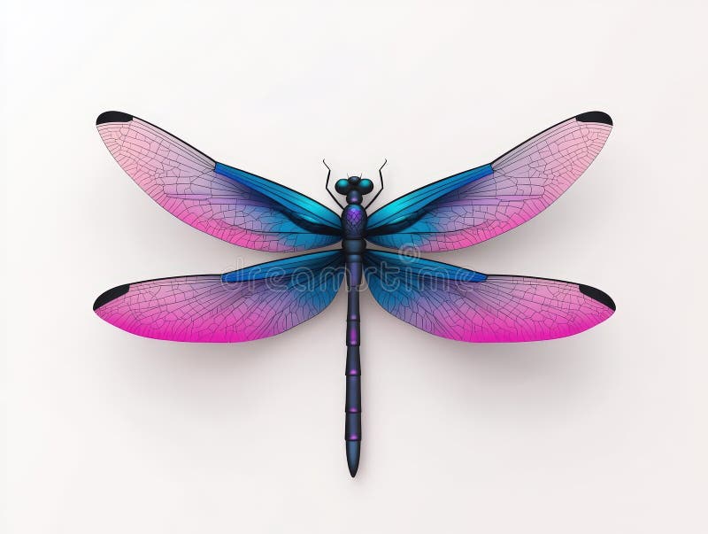 Elegant dragonfly white isolate background royalty free illustration