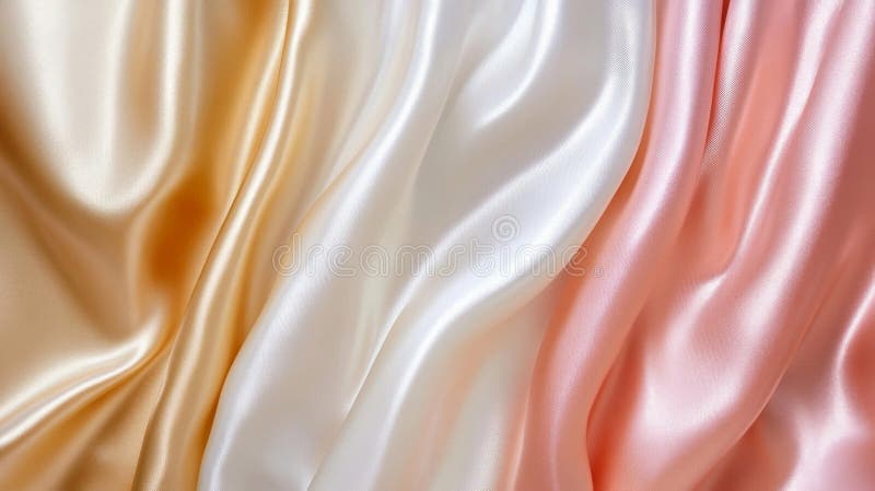 Elegant Draped Satin Fabric in Cream Peach e Pink illustrazione di stock