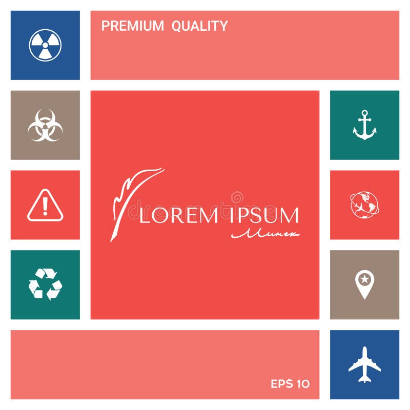 Elegant embleem met Vulpen Elementen voor uw ontwerp stock illustratie Elegant embleem met Vulpen Elementen voor uw ontwerp stock illustratie
