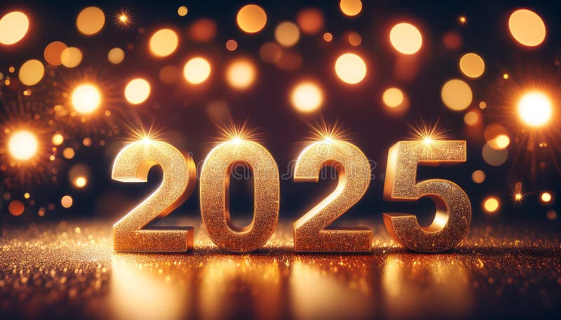 Elegant farewell to 2025 with sparkling golden letters and shimmering bokeh lights capturing a magical moment royalty free stock photos