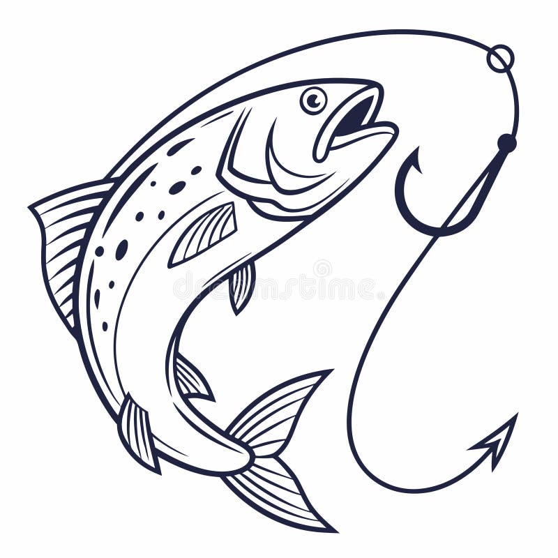 Elegant fiskjägarlogotyp i vektorformat royaltyfri illustrationer