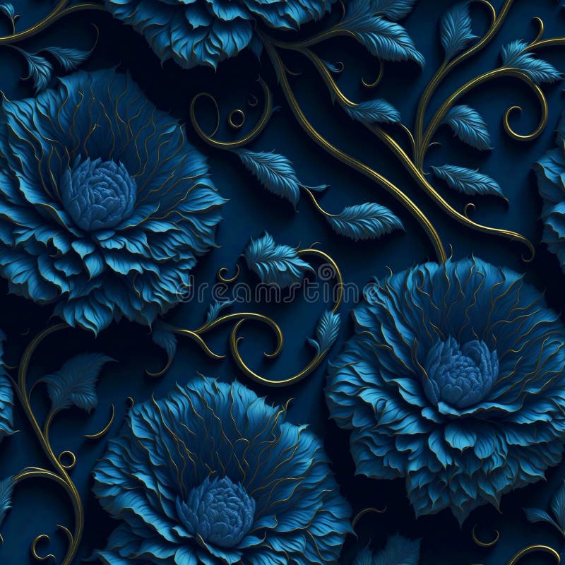 Elegant Floral Seamless Pattern Illustration in Baroque Style. Retro Decorative Colorful Flower Art Design on Dark