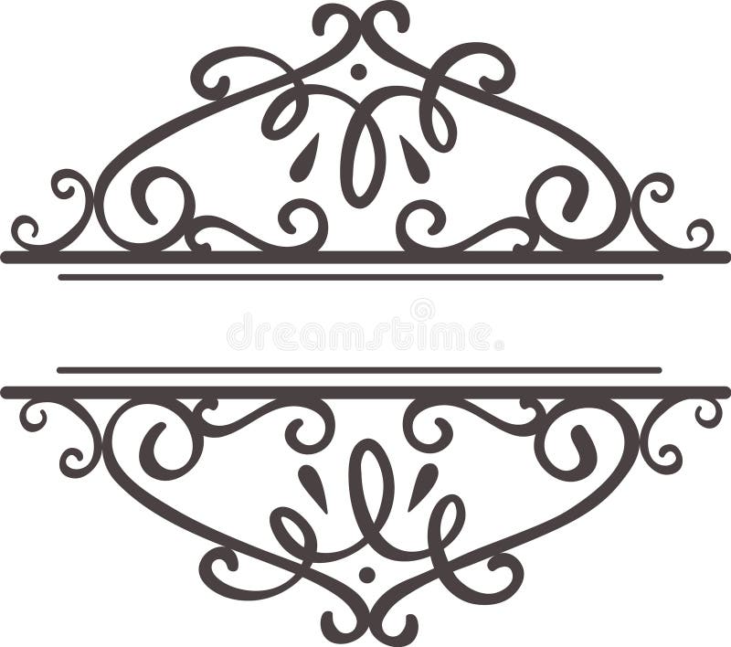 Elegant flourishes and swirls create a decorative frame perfect for adding a touch of sophistication to text, titles stock illustration