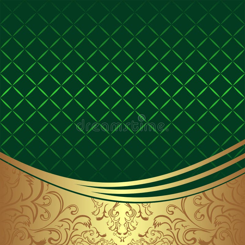 Elegant Geometric Green Background with Golden Ornamental Border Stock  Vector - Illustration of decoration, floral: 69115971