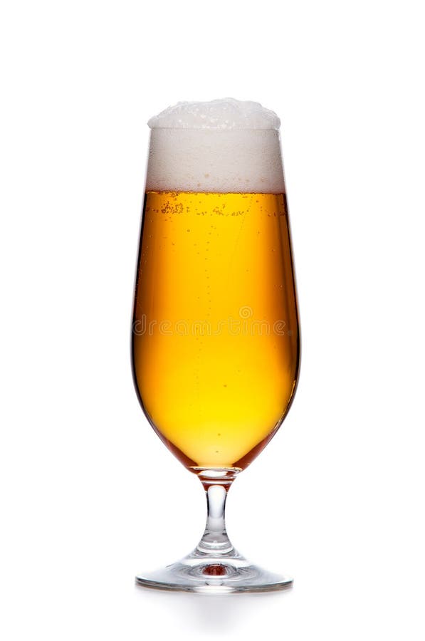 Elegant glass of cold beer with foam isolated stock photo