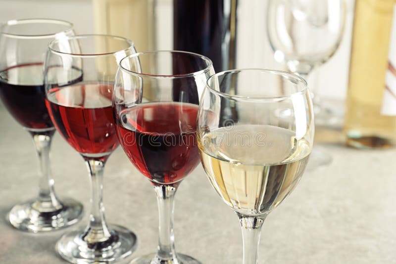 Elegant Glasses with Delicious Wine Stock Image Image of flavour