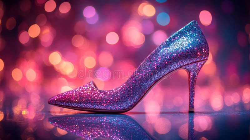Glitter pink high heels discount