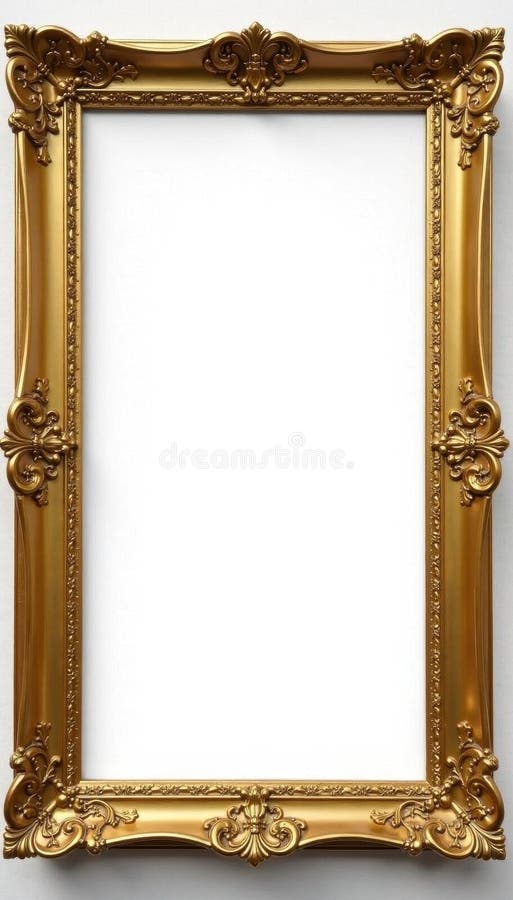 Elegant gold frame isolated, intricate detail , picture frame, close up vector illustration