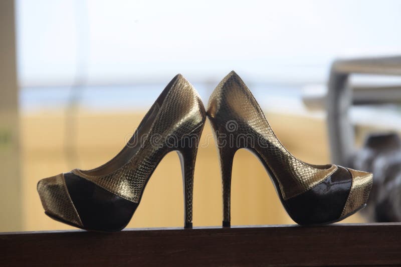 Elegant Gold Shoes stock photo. Image of elegant, high - 45647568