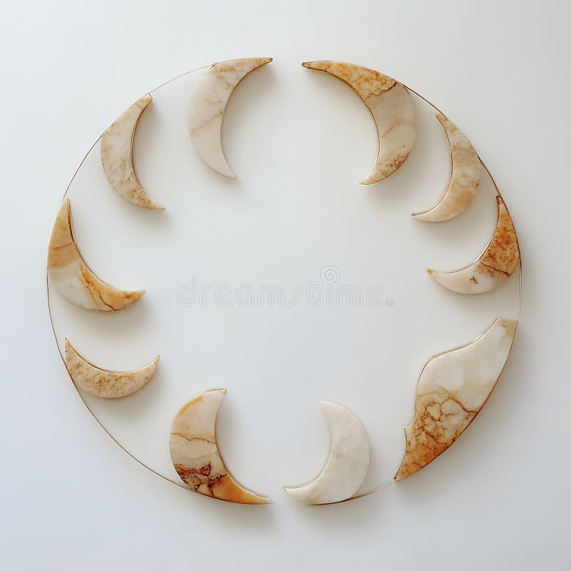 Elegant Golden Crescent Moon Wall Decor Abstract Art onyx home high beige-form runt hantverk royaltyfri illustrationer