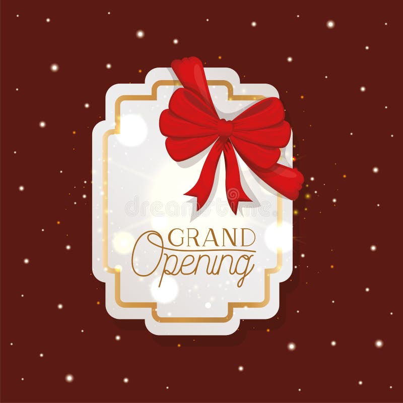 Elegant golden frame with ribbon and grand opening message royalty free illustration Elegant golden frame with ribbon and grand opening message royalty free illustration