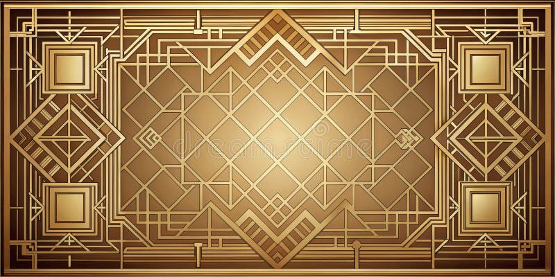 Elegant golden geometric art deco design featuring intricate linear patterns and symmetrical shapes. Generative AI vector illustration