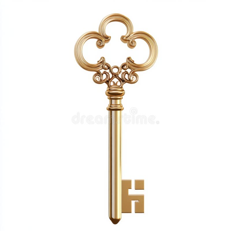 Elegant Golden Key for Treasure Access and Unlocking vector illustration