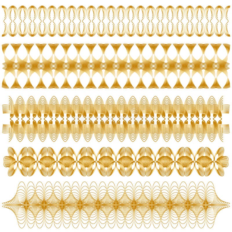 Elegant Golden Ornamental Trim Collection Stock Illustration