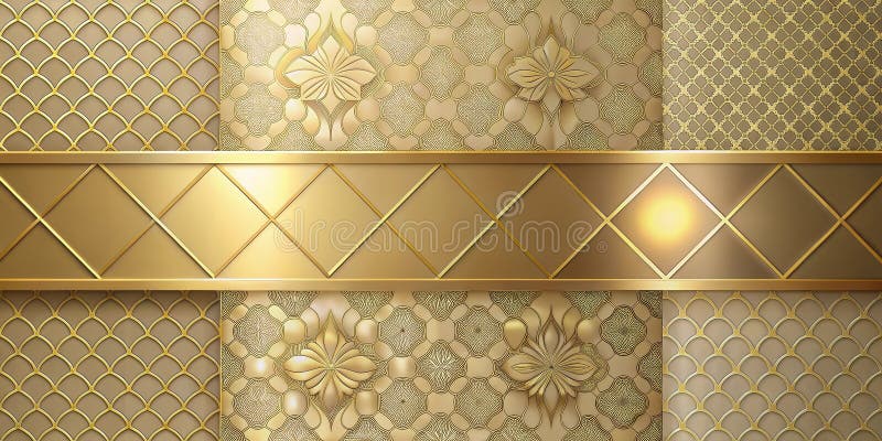Elegant golden textures a refined collection of intricate patterns and geometric designs. Generative AI vector illustration