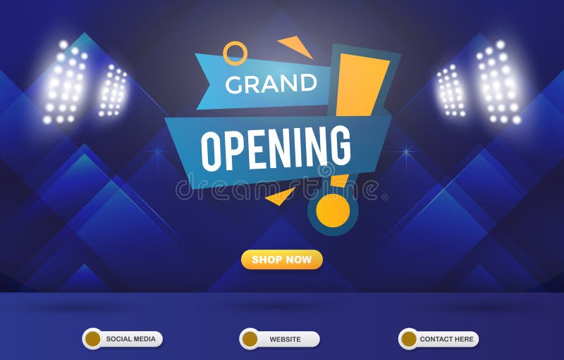 Elegant grand opening template banner with blank space for product with abstract gradient blue background design stock illustration
