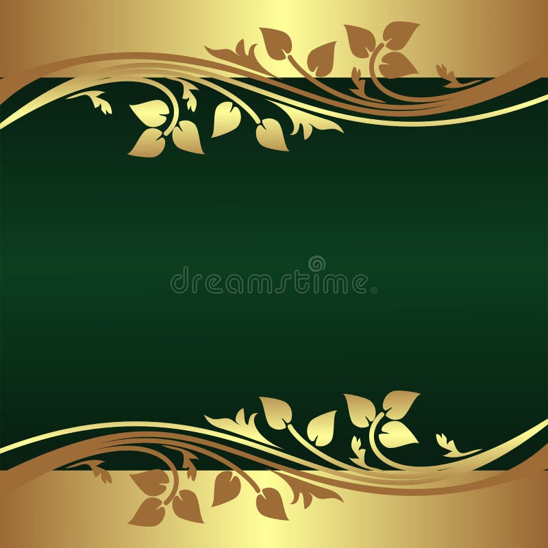 Elegant Green Background Decorated Golden Border Stock Vector -  Illustration of renaissance, leaf: 36745932