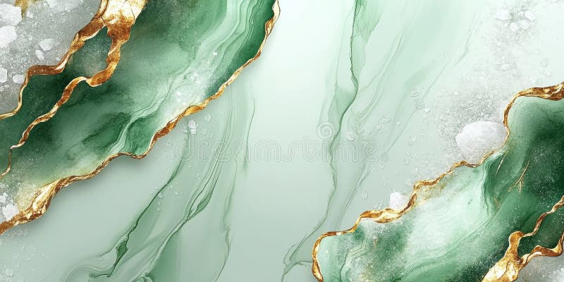 Elegant Green Gold Abstract Marble Texture Background Design ArtInk Fluid Paint med hög flödestyp. Generativ AI