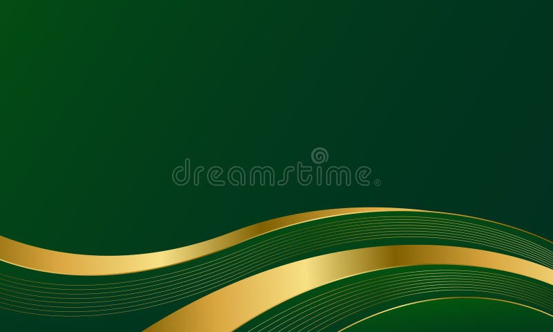 Elegant Green and Gold Abstract Wave Background. Modern lyxdesign stock illustrationer