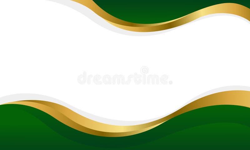 Elegant Green and Gold Abstract Wave Background. Modern ram- och kantdesign royaltyfri illustrationer