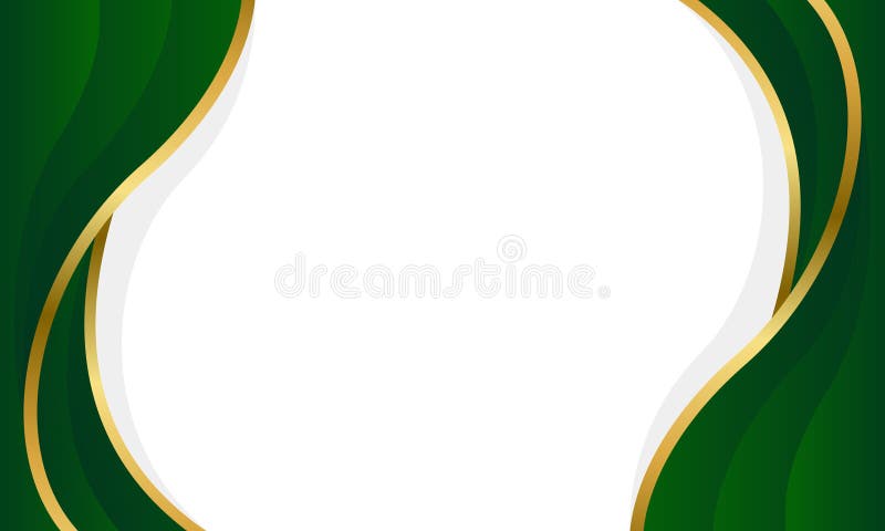 Elegant Green and Gold Abstract Wave Background. Modern ram- och kantdesign vektor illustrationer