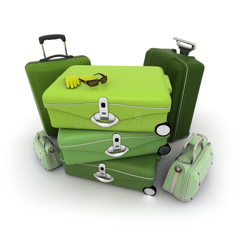 Baggage Set In Green And Acid Colours Stock Illustration Illustration