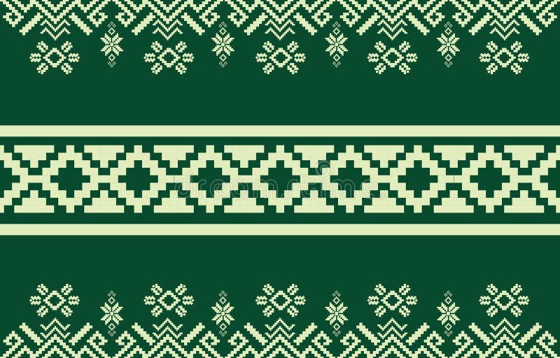 Elegant Green och Beige Pixelated Winter Pattern Design Perfekt för Fabric eller Wallpaper vektor illustrationer