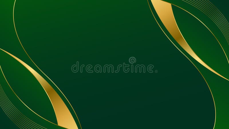 Elegant Green och Gold Abstract Curve Background. Modern lyxdesign stock illustrationer