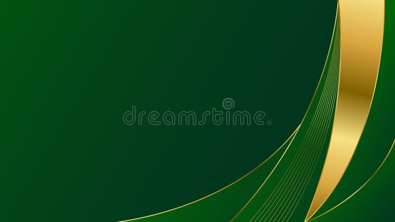 Elegant Green och Gold Abstract Curve Background. Modern lyxdesign. royaltyfri illustrationer
