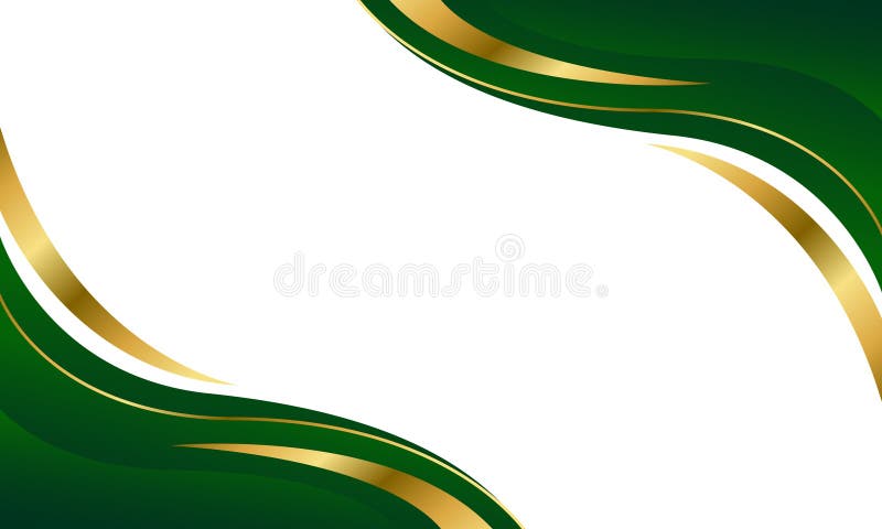 Elegant Green och Gold Abstract Curve Background. Modern ram- och kantdesign stock illustrationer