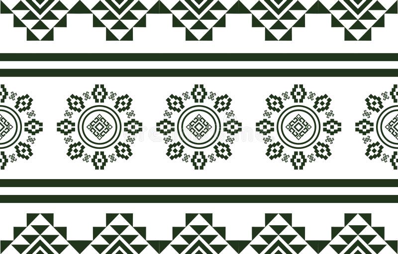 Elegant Green and White Geometric Tribal Pattern Design Textile Fabric Seamless Repetera vektor illustrationer