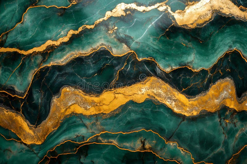Elegant grön och guldmarble texture med invecklade vedesmönster bakgrund vektor illustrationer