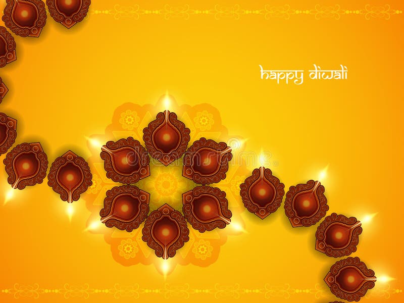 Elegant gul färgkortdesign för diwalifestival stock illustrationer