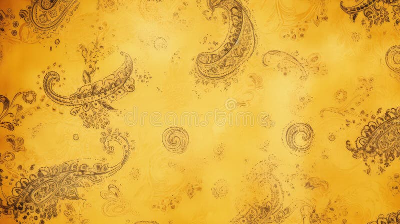 Elegant gul paisley-bakgrund royaltyfri illustrationer