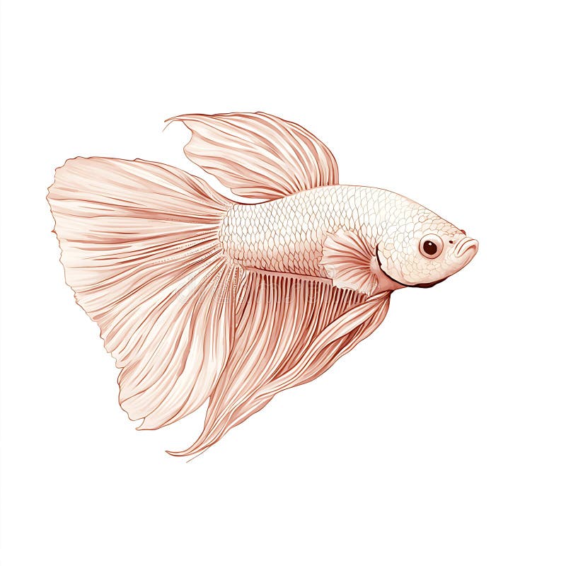 Elegant Illustration of a Peach-Colred Siamese Fighting Fish Denna detaljerade illustration visar skönheten och skönheten i detta vektor illustrationer