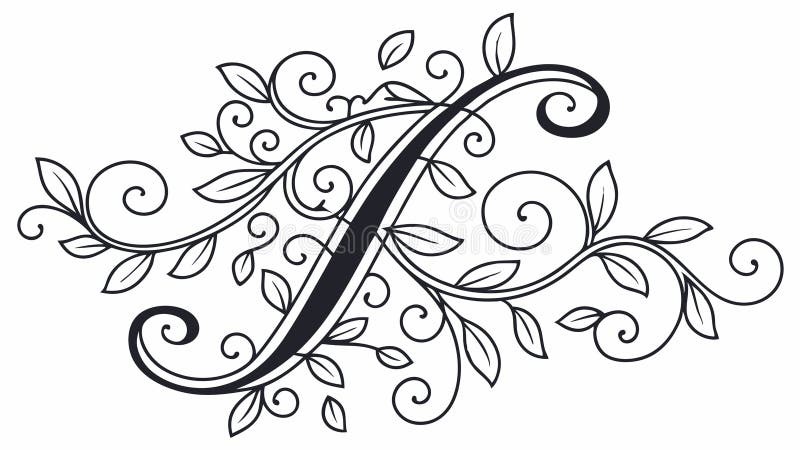 Elegant Initial S med Swirls. Kalligrafisk design blomstrar vektordesign Generativ AI stock illustrationer