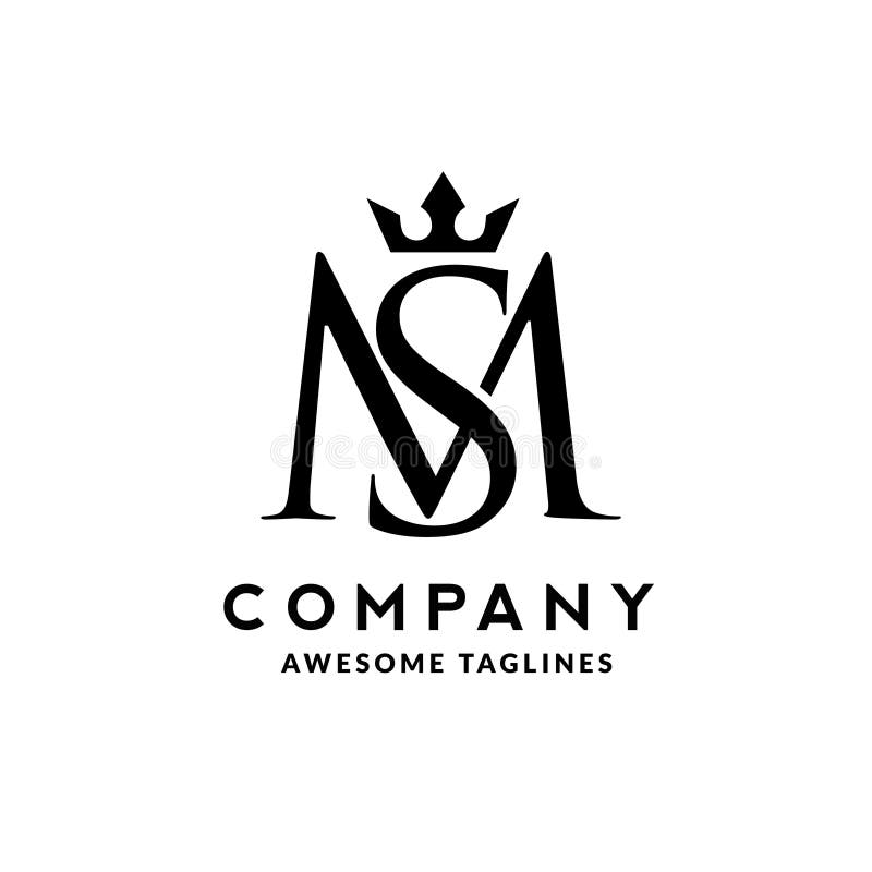 Elegant inledande bokstav ms sm med kronlogotypvektor vektor illustrationer