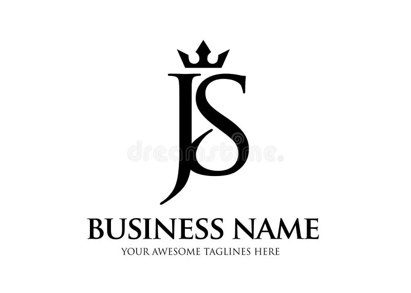 Elegant inledande bokstaven js med kronlogotypvektor royaltyfri illustrationer